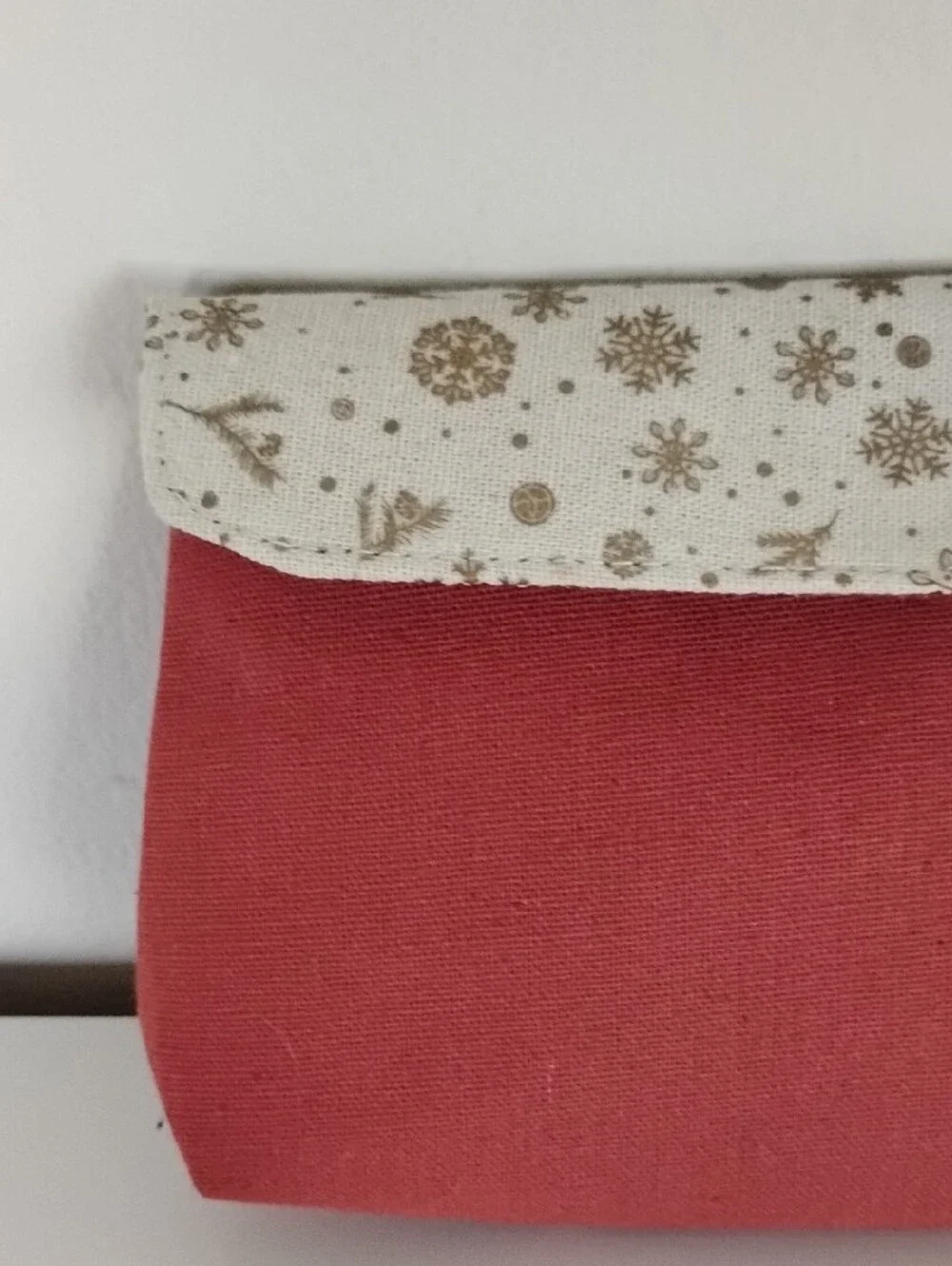 EAC Red Canvas Cosmetic Pouch with Cream Patterned Trim
